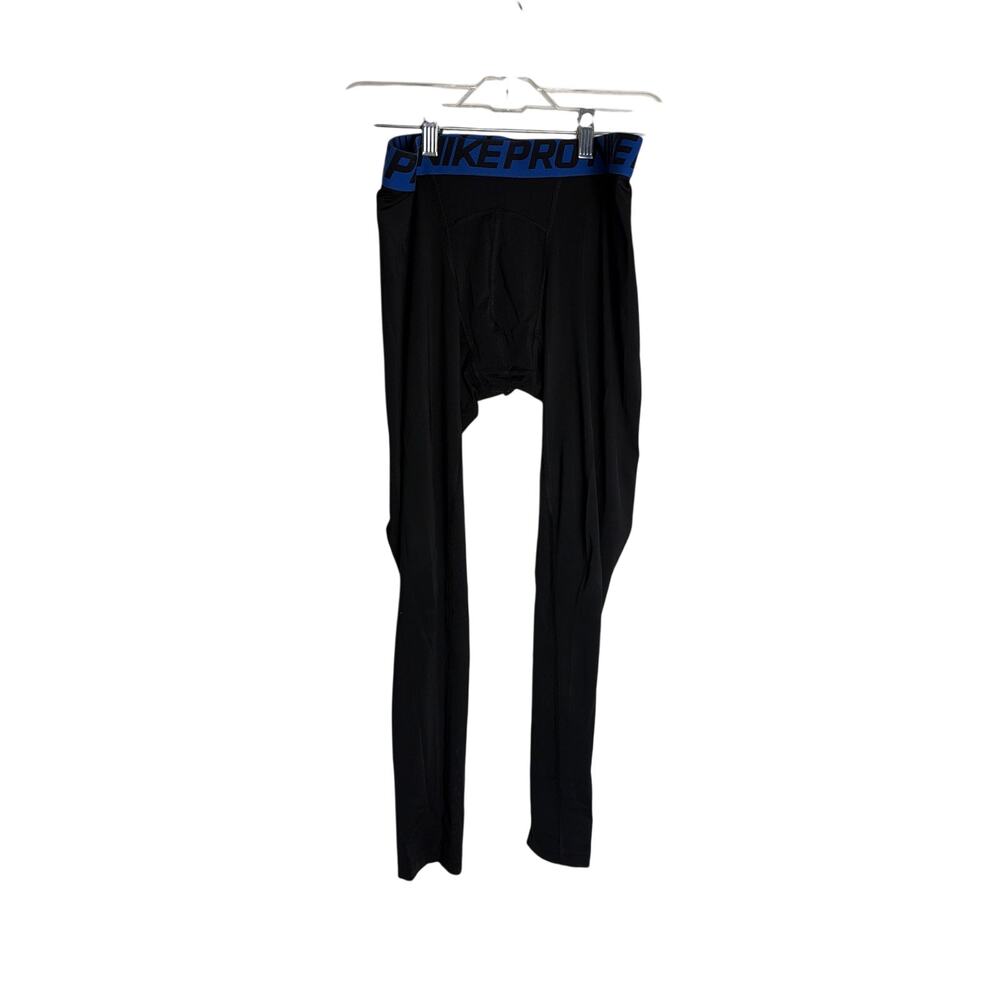 Nike Pro Men Compression Tights Leggings Black Blue Elastic Waistband Medium